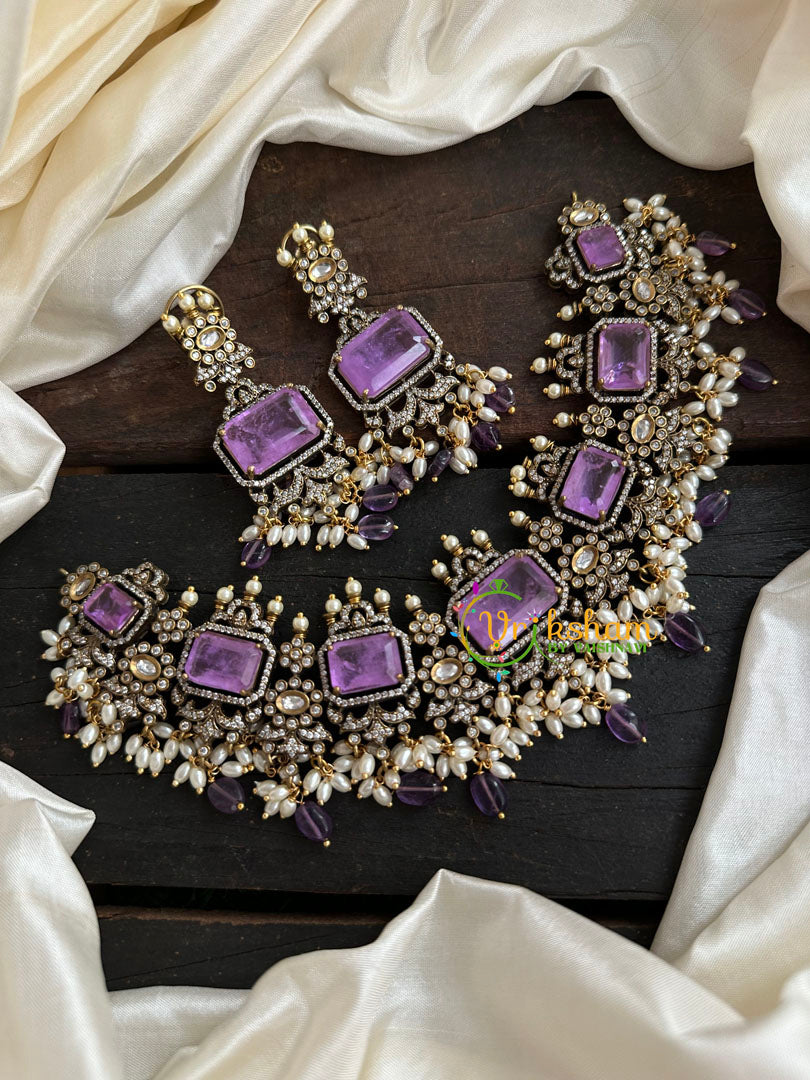 Purple Victorian Diamond Short Neckpiece -VV116