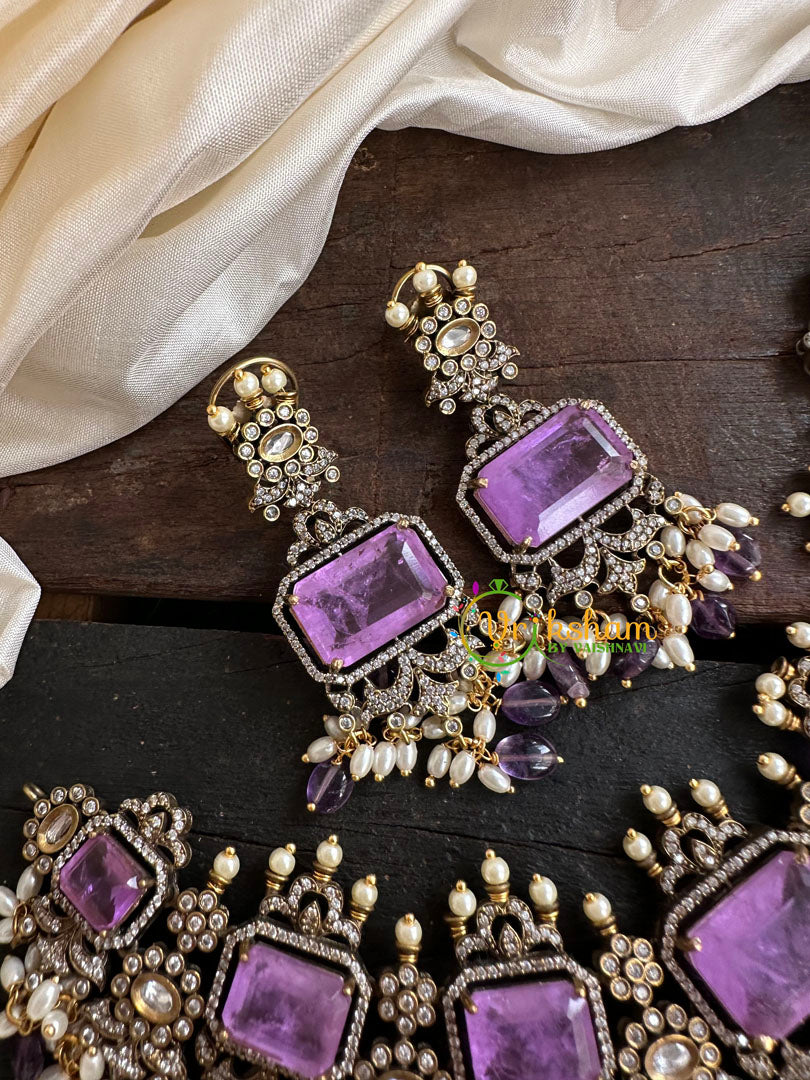 Purple Victorian Diamond Short Neckpiece -VV116