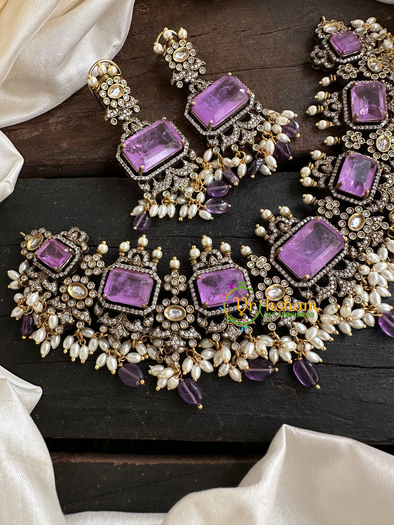 Purple Victorian Diamond Short Neckpiece -VV116