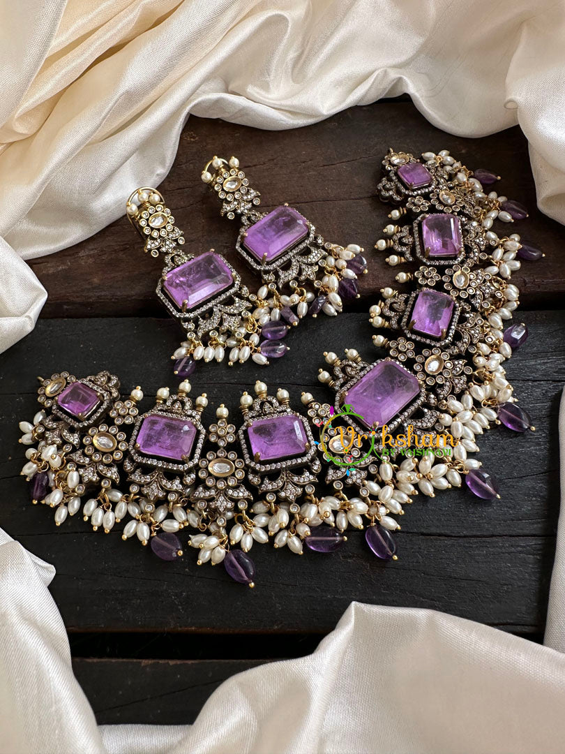 Purple Victorian Diamond Short Neckpiece -VV116