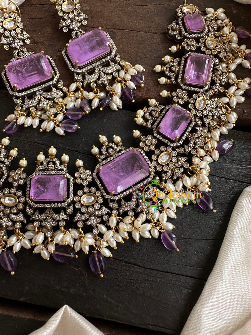 Purple Victorian Diamond Short Neckpiece -VV116