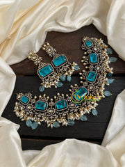 Light Blue Victorian Diamond Short Neckpiece -VV117