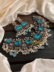 Light Blue Victorian Diamond Short Neckpiece -VV117