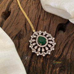 Premium AD Stone Maang Tikka-Green-G10840