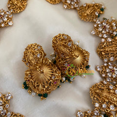 Shri Vishnu Dasavathar Neckpiece - Tiny Green Bead, Pearl -G2207