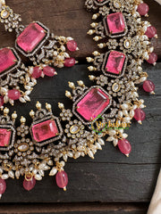 Candy Pink Victorian Diamond Short Neckpiece -VV114
