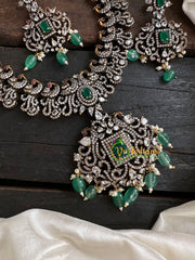 Victorian Diamond Short Neckpiece -Green -Peacock-VV134