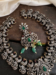 Victorian Diamond Short Neckpiece -Green -Peacock-VV134