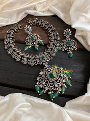 Victorian Diamond Short Neckpiece -Green -Peacock-VV134