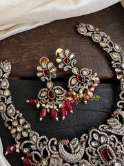 Victorian Diamond Short Neckpiece -Red -Peacock -VV126