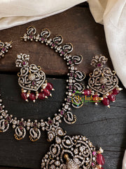 Victorian Diamond Short Neckpiece -Red -Peacock -VV135