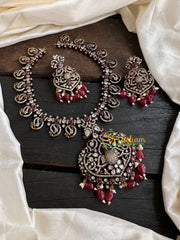 Victorian Diamond Short Neckpiece -Red -Peacock -VV135