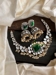 Green Stone Victorian Diamond Choker-VV099
