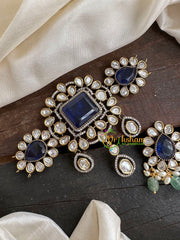 Blue Victorian Diamond High Neck Choker-VV102