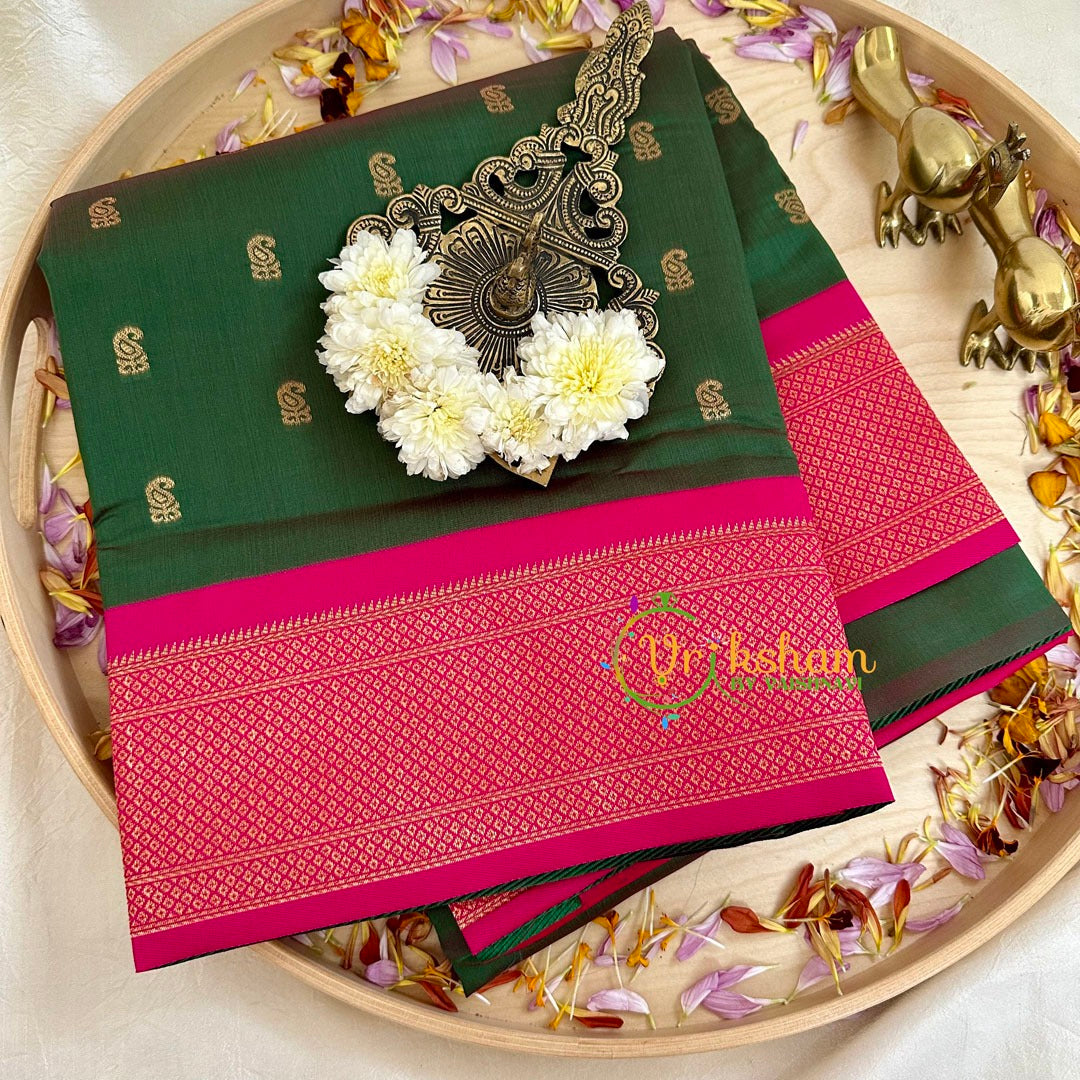 Bottle Green Paithani Soft Silk Saree -VS2216