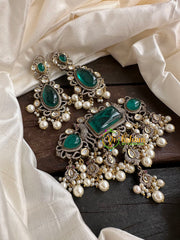 Emerald Green Victorian Diamond High Neck Choker-VV110