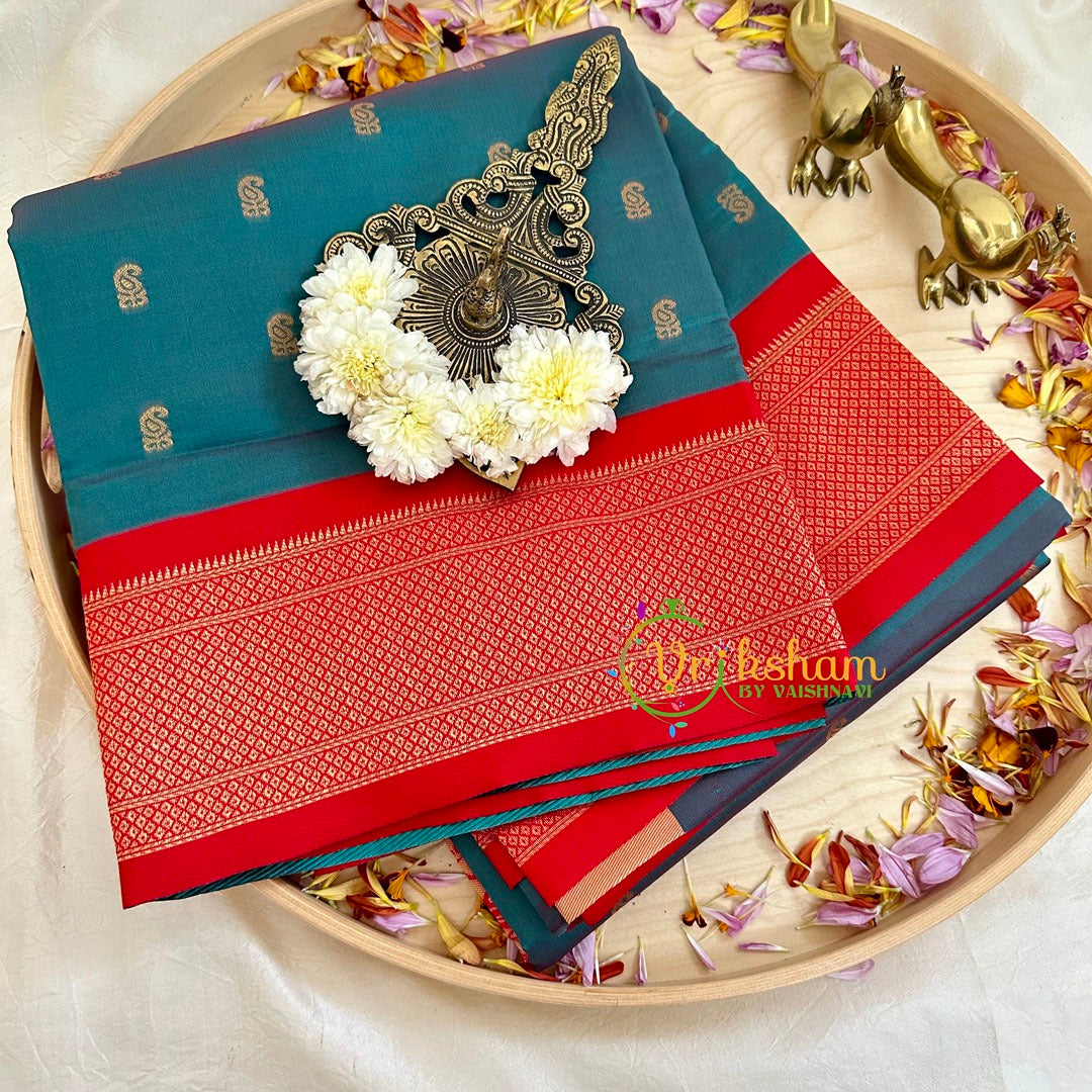 Peacock Blue Paithani Soft Silk Saree -VS2202