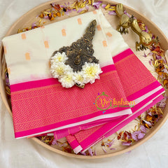 Off White with Pink Paithani Soft Silk Saree -VS2204