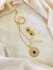 Dark Blue Gold Look Alike AD Stone Pendant Chain- Star -G8269