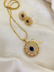 Dark Blue Gold Look Alike AD Stone Pendant Chain- Star -G8269