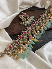Pink and Green Victorian Diamond Short Neckpiece -VV118
