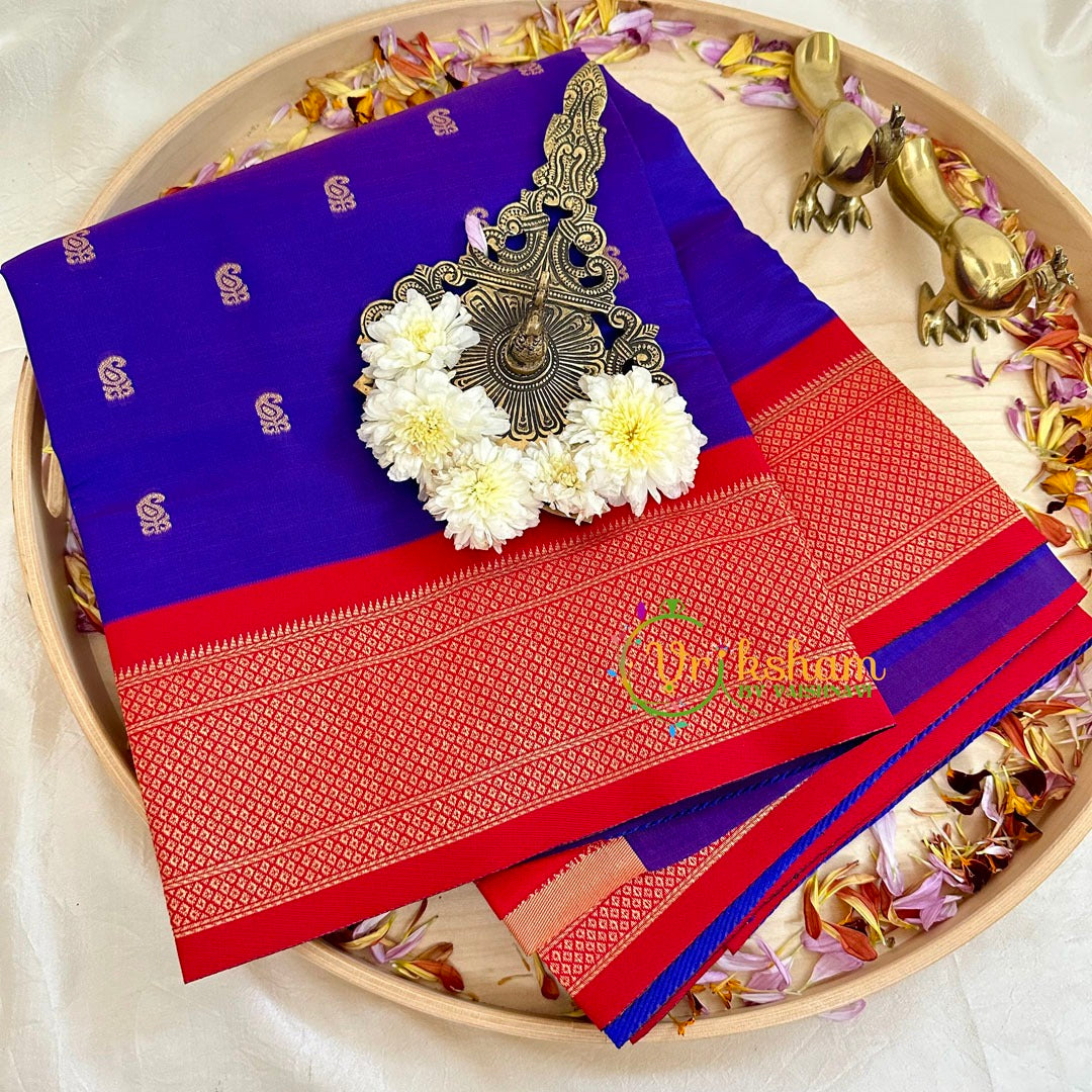 Royal Blue with Red Paithani Soft Silk Saree -VS2211