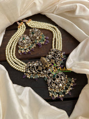 Pearl Victorian Diamond Temple Neckpiece -Purple-Vishnu Pendant-VV078