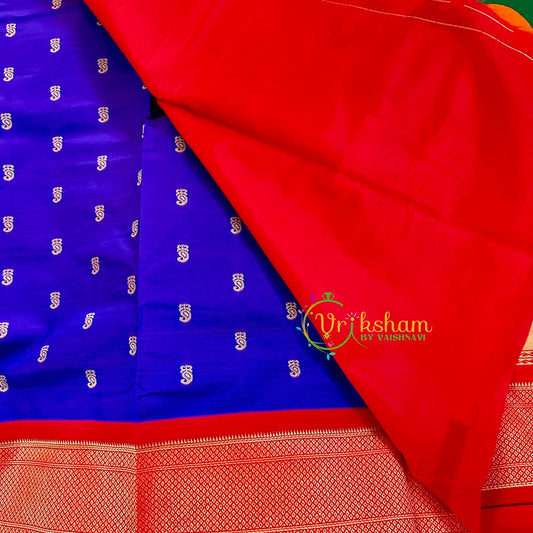 Royal Blue with Red Paithani Soft Silk Saree -VS2211