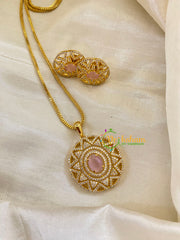 Light Pink Gold Look Alike AD Stone Pendant Chain- Star -G8274