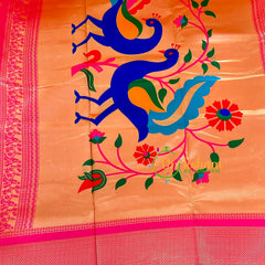 Yellow with Pink Paithani Soft Silk Saree -VS2210