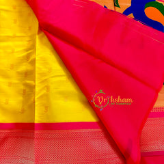 Yellow with Pink Paithani Soft Silk Saree -VS2210