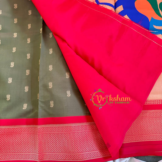 Olive Paithani Soft Silk Saree -VS2209