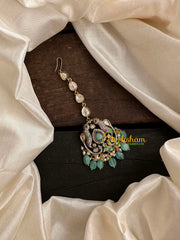 Pastel Green Victorian Diamond Maang Tikka -VV085