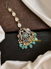Pastel Green Victorian Diamond Maang Tikka -VV085
