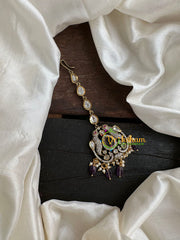 Purple Bead Victorian Diamond Maang Tikka - Parrot -VV083