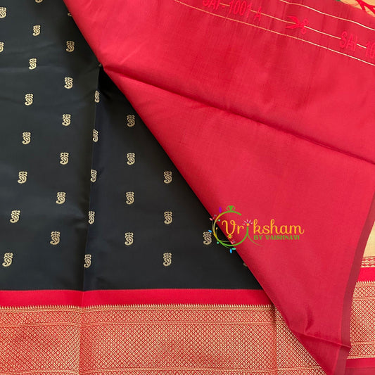 Black with Red Paithani Soft Silk Saree -VS2206