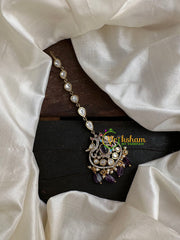 Purple Bead Victorian Diamond Maang Tikka- Peacock -VV081