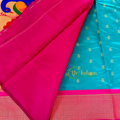 Peacock Blue Paithani Soft Silk Saree -VS2203