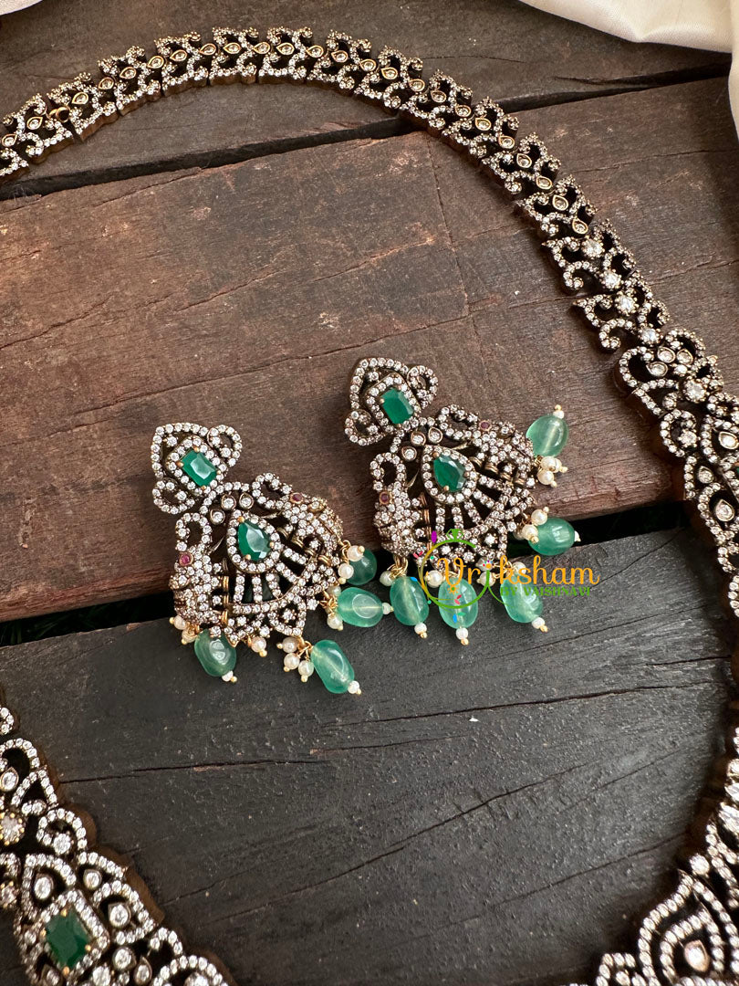 Victorian Diamond Long Neckpiece -Elephant -Green  -VV129