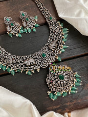 Victorian Diamond Long Neckpiece -Elephant -Green  -VV129