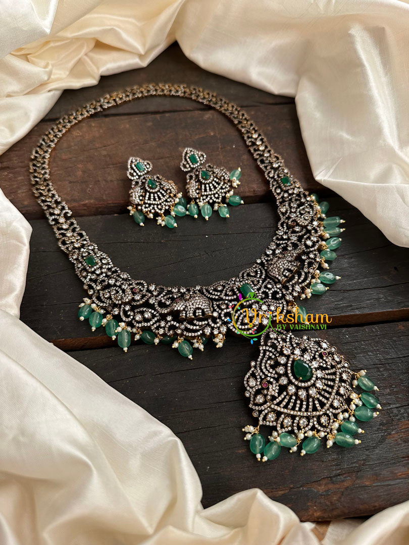 Victorian Diamond Long Neckpiece -Elephant -Green  -VV129