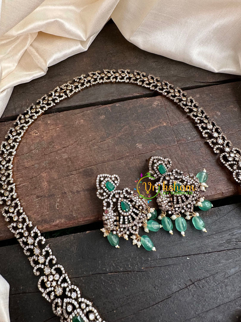 Victorian Diamond Long Neckpiece -Elephant -Green  -VV129