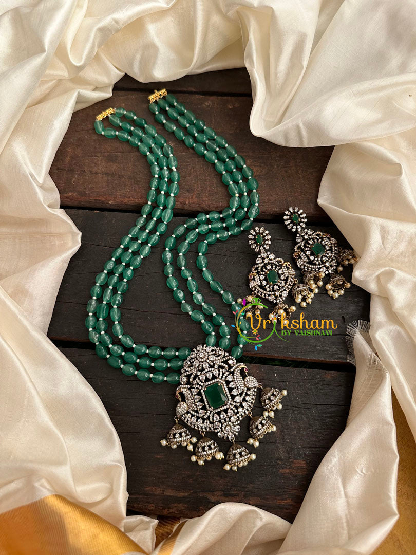3 Layered Victorian Diamond Neckpiece-Green-VV156