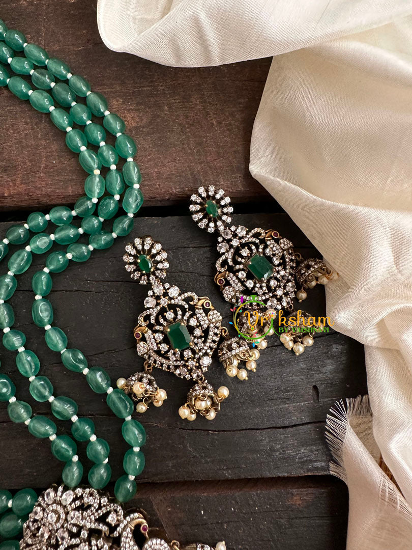 3 Layered Victorian Diamond Neckpiece-Green-VV156