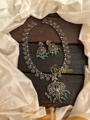 Victorian Diamond Long Neckpiece -Green -Peacock-VV132