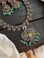 Victorian Diamond Long Neckpiece -Green -Peacock-VV132