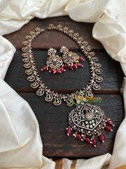 Victorian Diamond Long Neckpiece -Red -Peacock -VV133