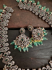 Victorian Diamond Long Neckpiece -Green -Peacock-VV159