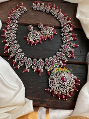 Victorian Diamond Long Neckpiece -Red -Peacock -VV160
