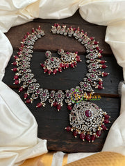Victorian Diamond Long Neckpiece -Red -Peacock -VV160